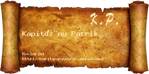 Kapitány Patrik névjegykártya